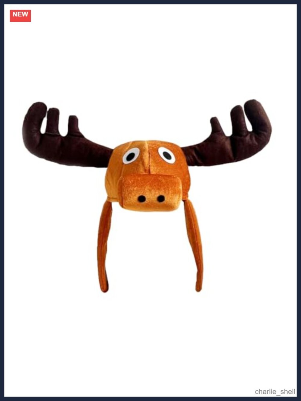 Plush Moose Earflap Trapper Hat Large Antler 3D Animal Cosplay Costume